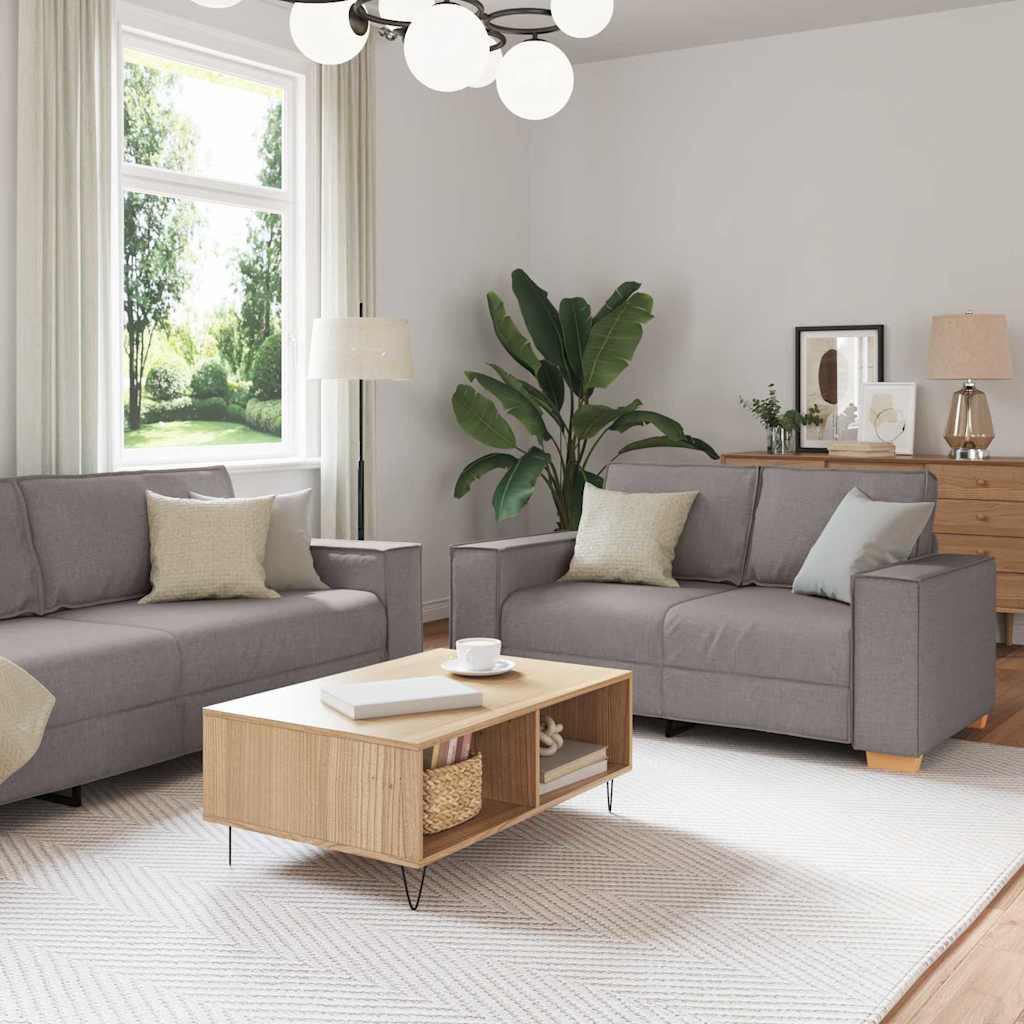 Sofa 3 pcs Taupe 220 x 80 x 84 cm Leinenmischgewebe