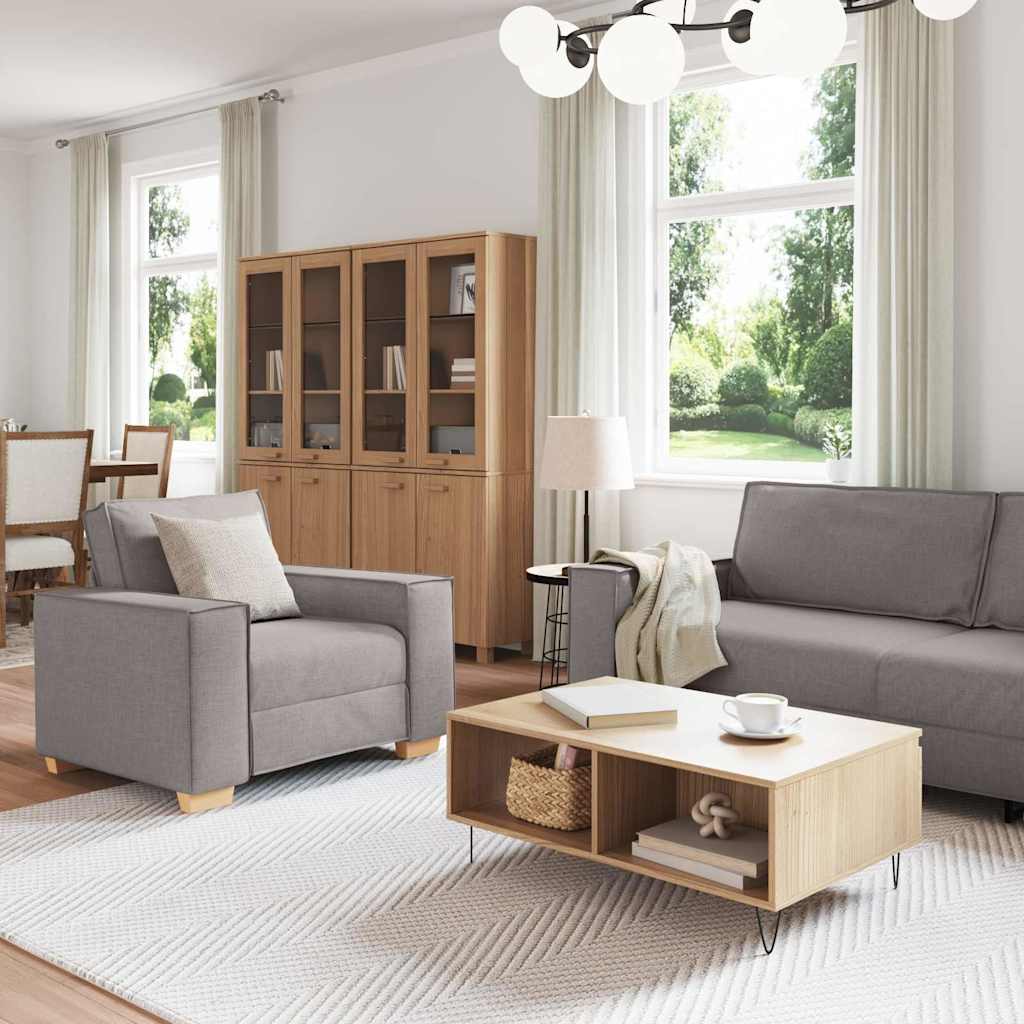Sofa 3 pcs Taupe 220 x 80 x 84 cm Leinenmischgewebe