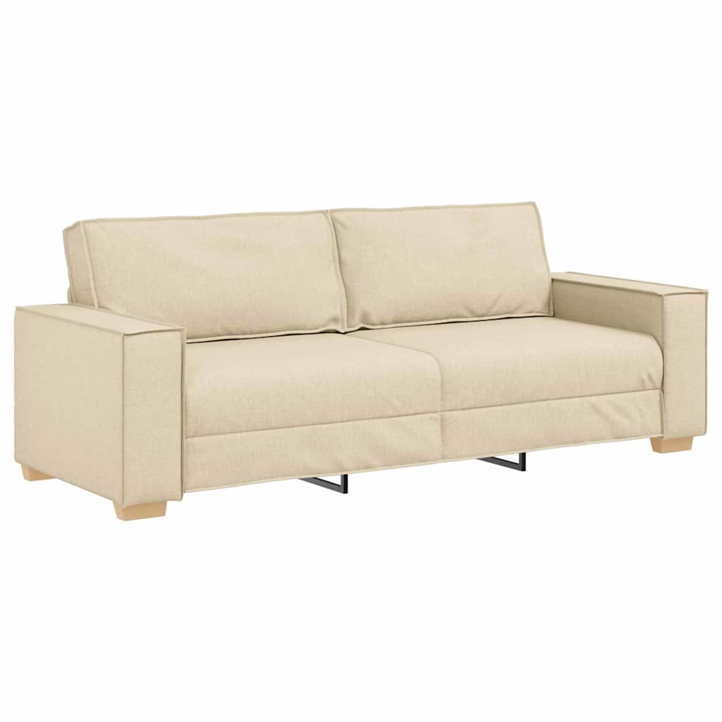 Sofa 3 pcs Creme 220 x 80 x 84 cm Leinenmischgewebe