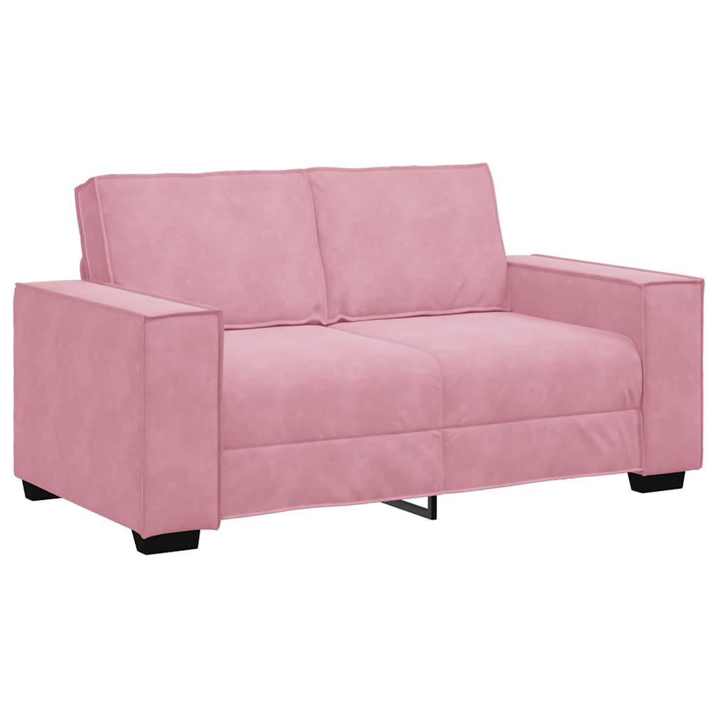 3-tlg. Sofagarnitur mit Kissen Rosa Samt