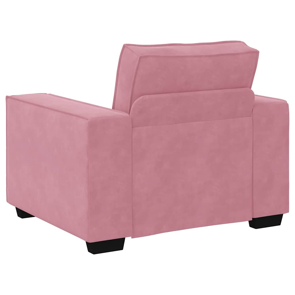 3-tlg. Sofagarnitur mit Kissen Rosa Samt