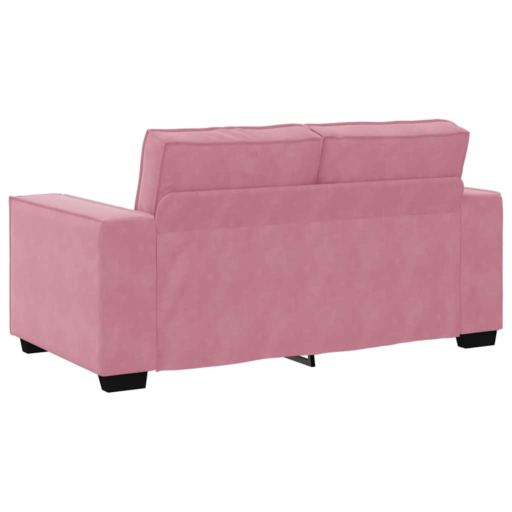 3-tlg. Sofagarnitur mit Kissen Rosa Samt