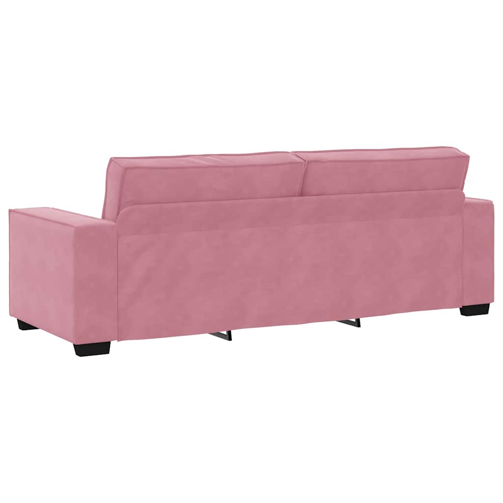 3-tlg. Sofagarnitur mit Kissen Rosa Samt