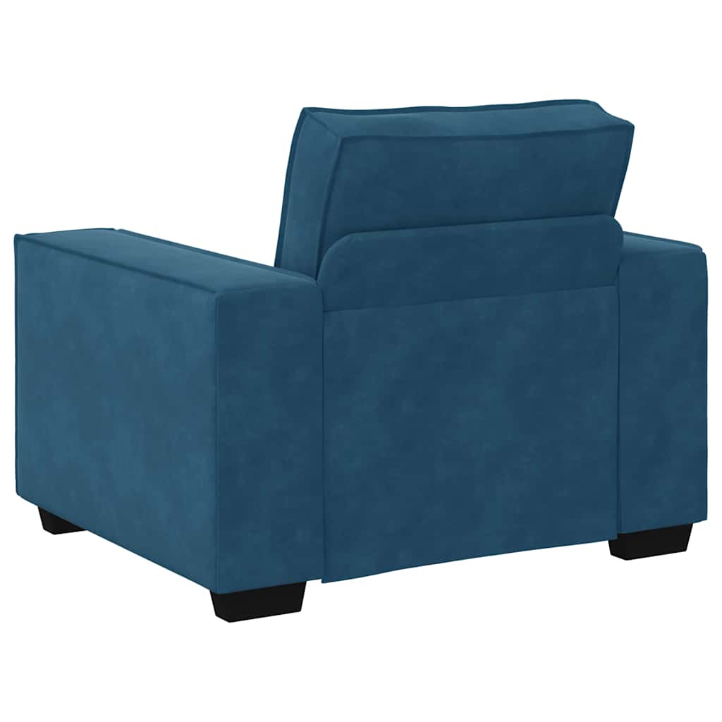 3-tlg. Sofagarnitur mit Kissen Blau Samt