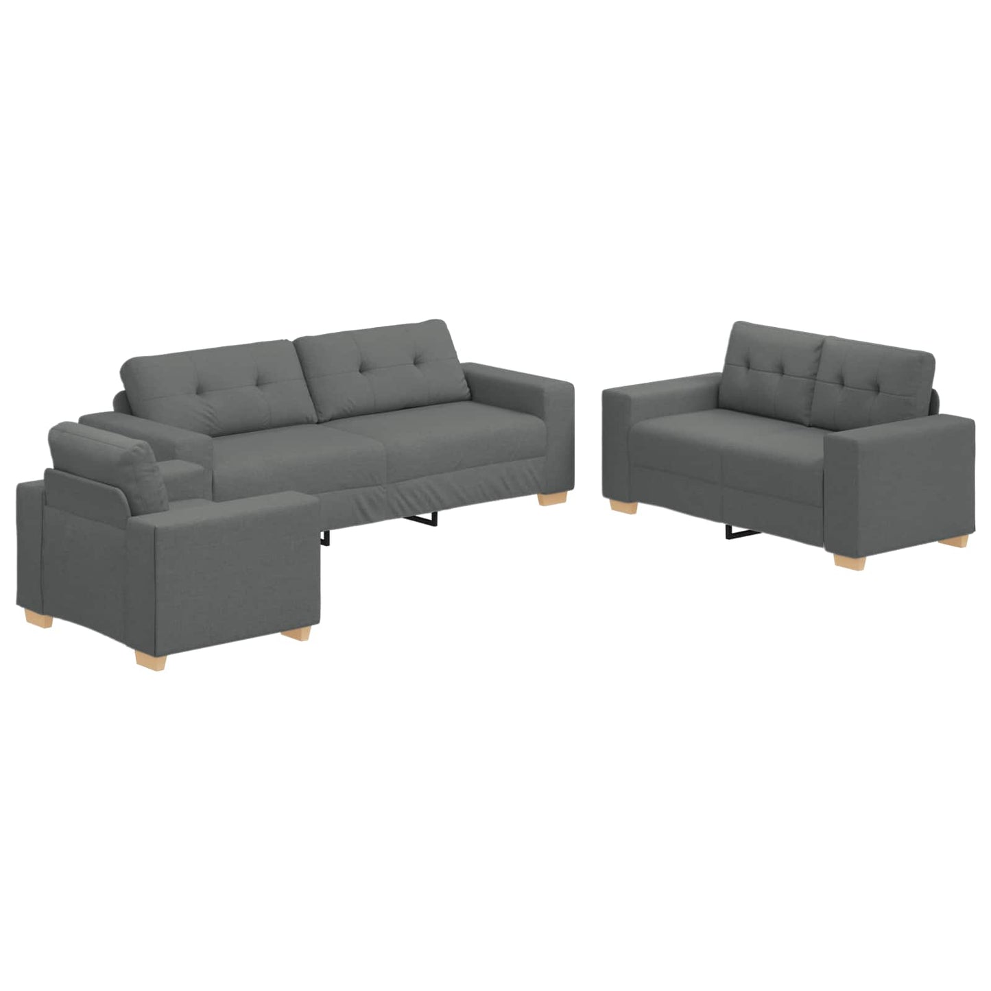 Sofa 3 pcs Dunkelgrau 221 x 80 x 80 cm Leinenmischgewebe
