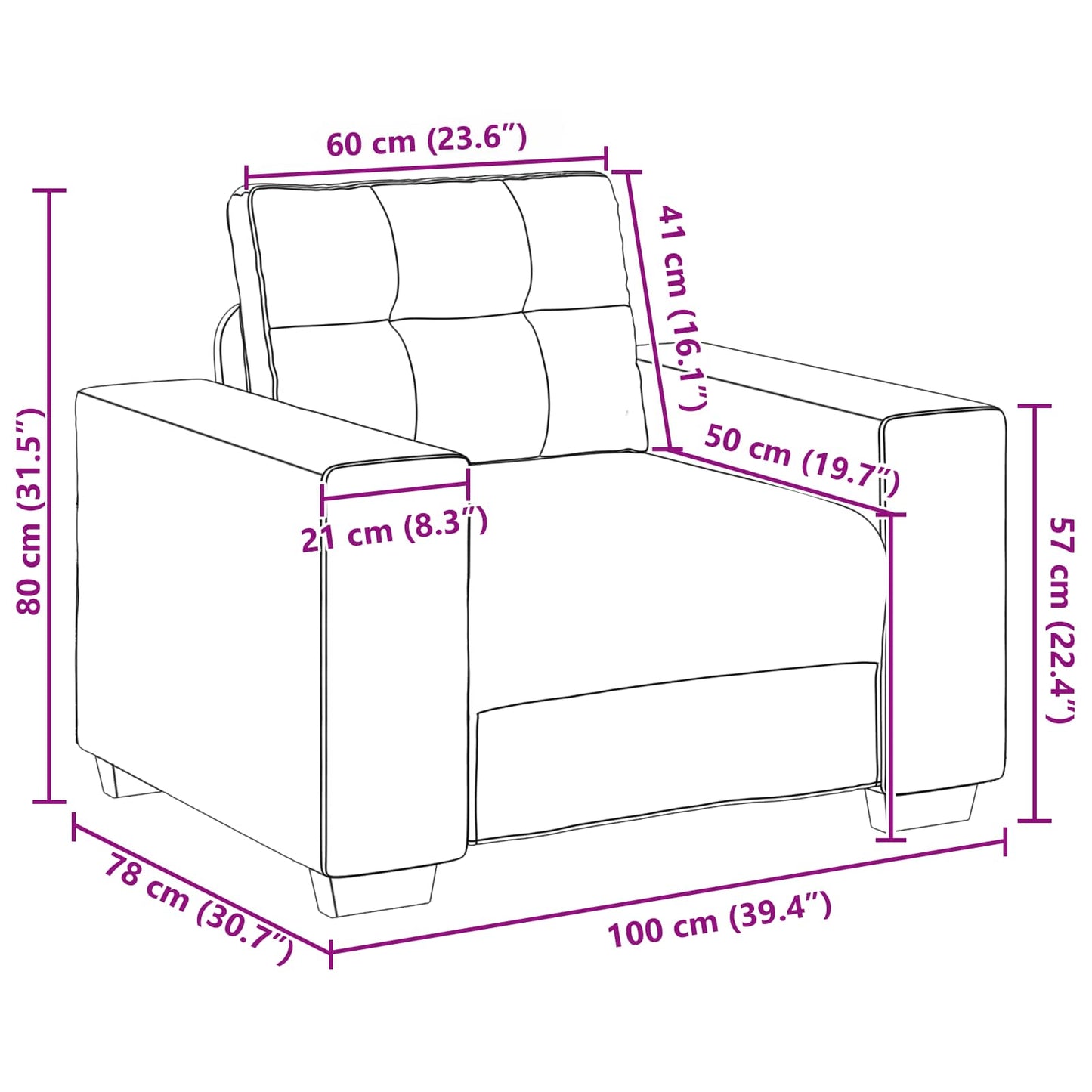Sofa 3 pcs Braun 221 x 80 x 80 cm Leinenmischgewebe