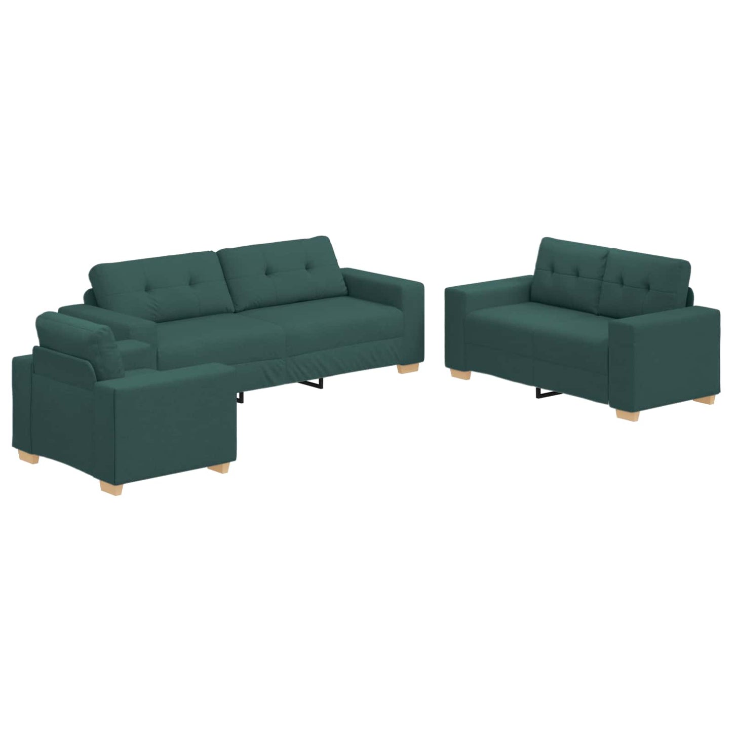 Sofa 3 pcs Dunkelgrün 221 x 80 x 80 cm Leinenmischgewebe