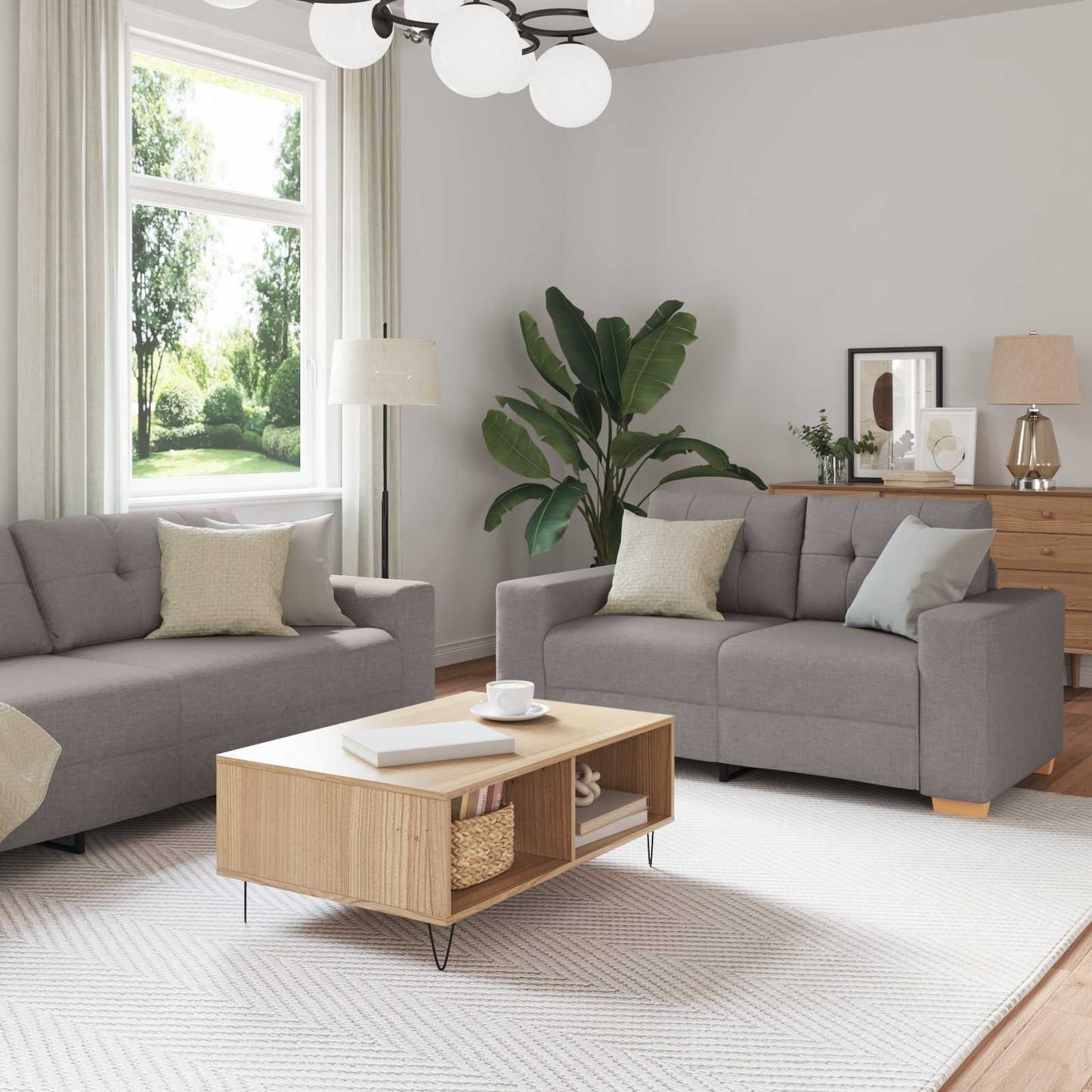 Sofa 3 pcs Taupe 221 x 80 x 80 cm Leinenmischgewebe