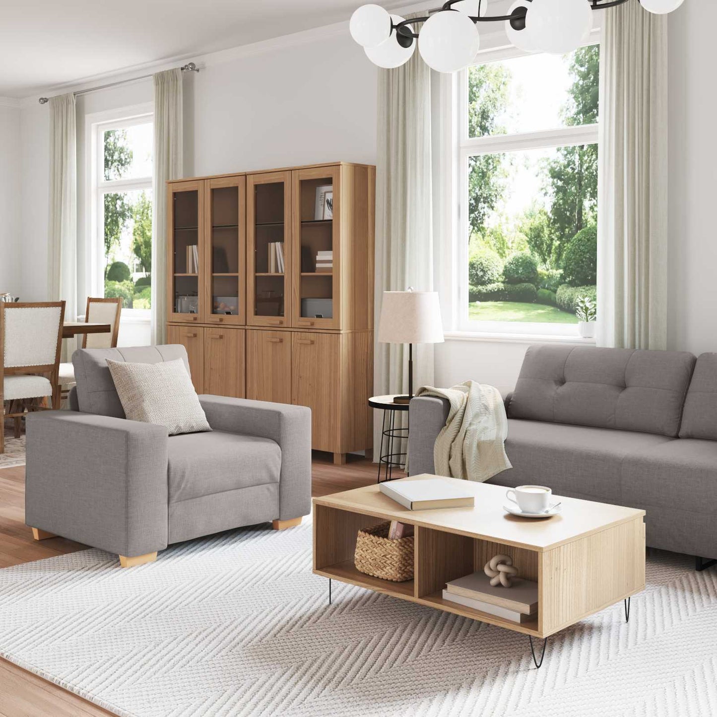 Sofa 3 pcs Taupe 221 x 80 x 80 cm Leinenmischgewebe