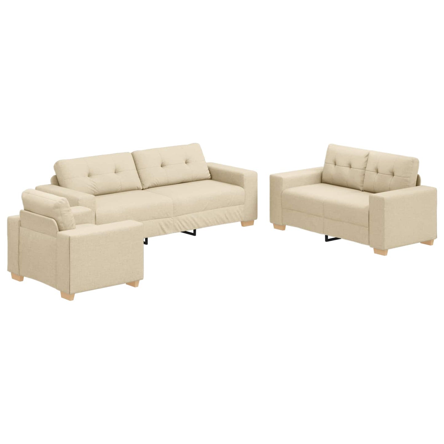 Sofa 3 pcs Creme 221 x 80 x 80 cm Leinenmischgewebe