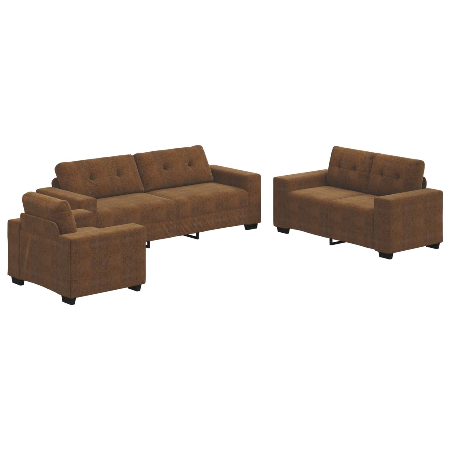 Sofa 3 pcs Braun 221 x 80 x 80 cm Leinenmischgewebe