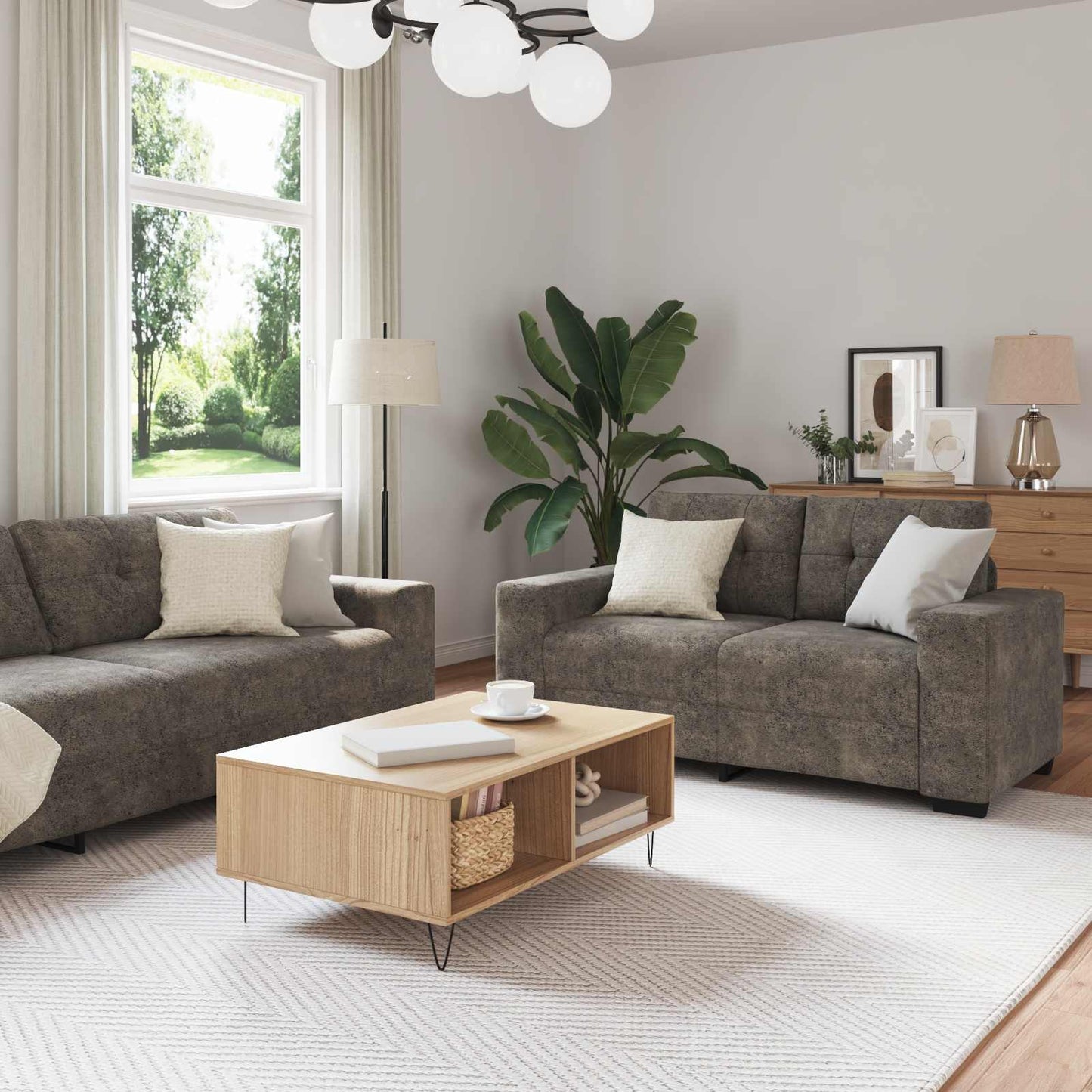 Sofa 3 pcs Dunkelgrau 221 x 80 x 80 cm Leinenmischgewebe