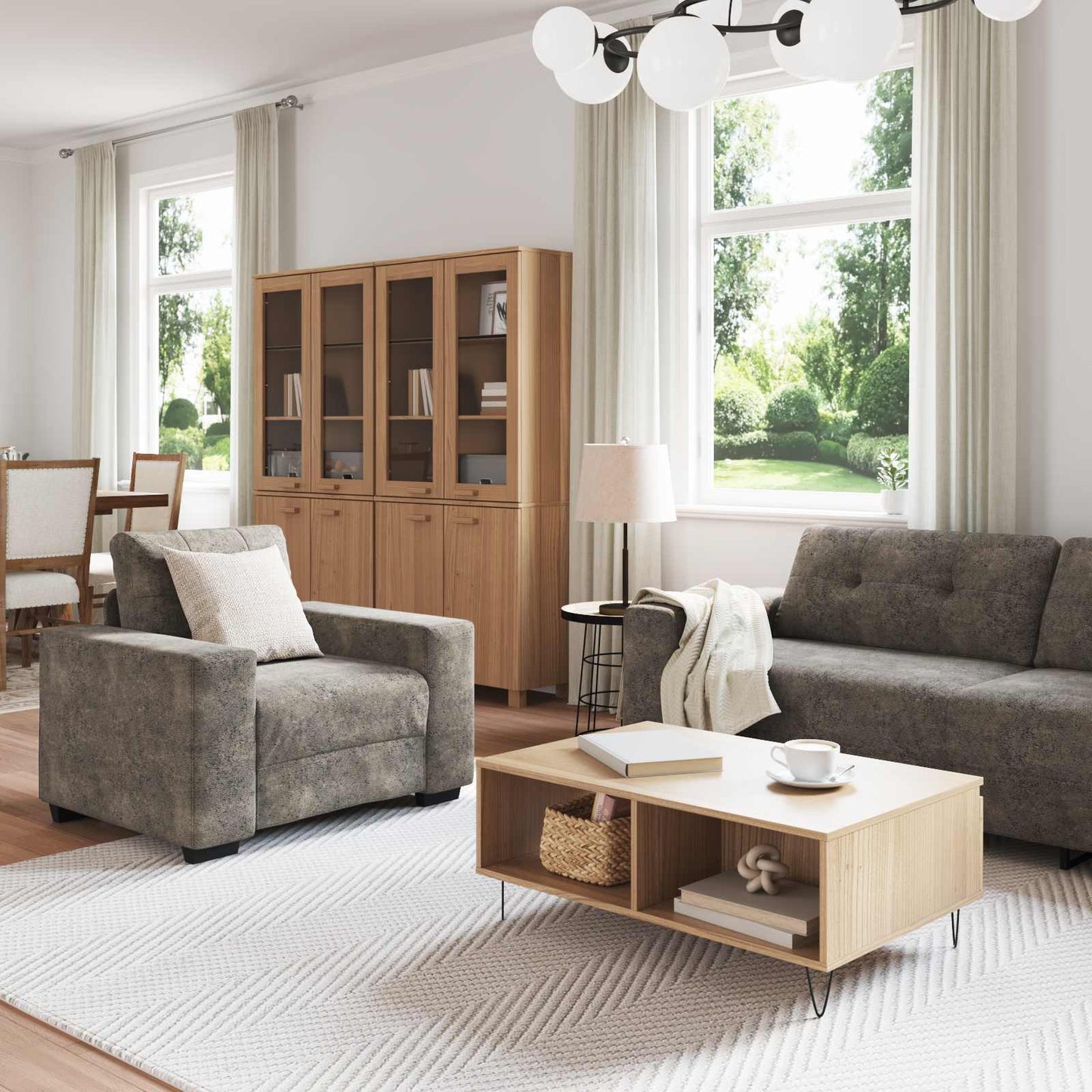 Sofa 3 pcs Dunkelgrau 221 x 80 x 80 cm Leinenmischgewebe