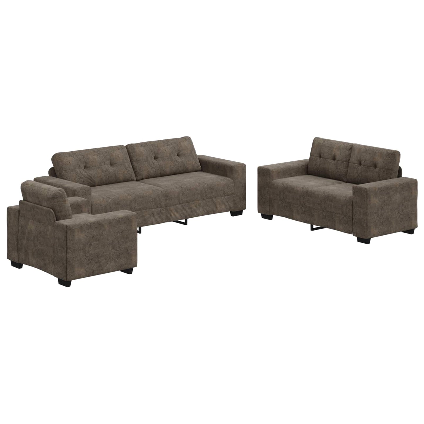 Sofa 3 pcs Dunkelgrau 221 x 80 x 80 cm Leinenmischgewebe