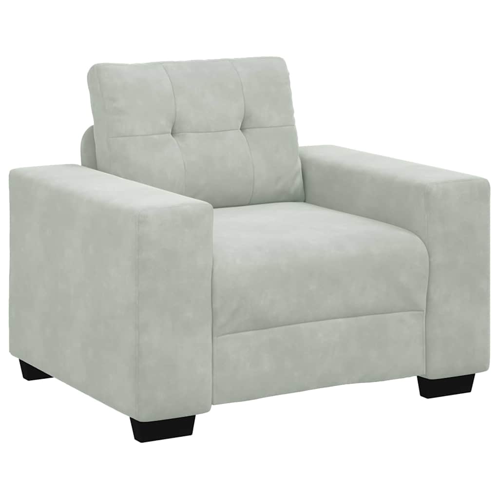 Sofa Set 3 pcs Hellgrau 221 x 80 x 80 cm Samt