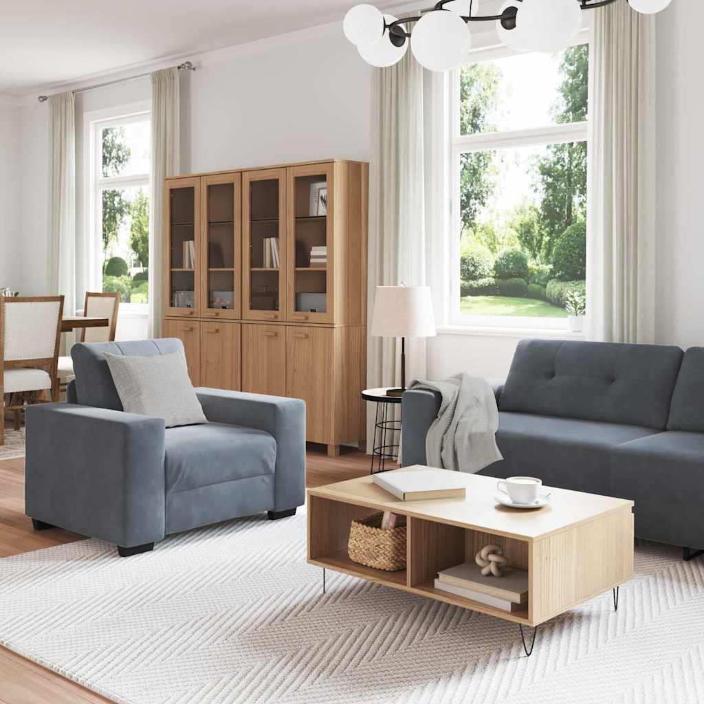 Sofa Set 3 pcs Dunkelgrau 221 x 80 x 80 cm Samt
