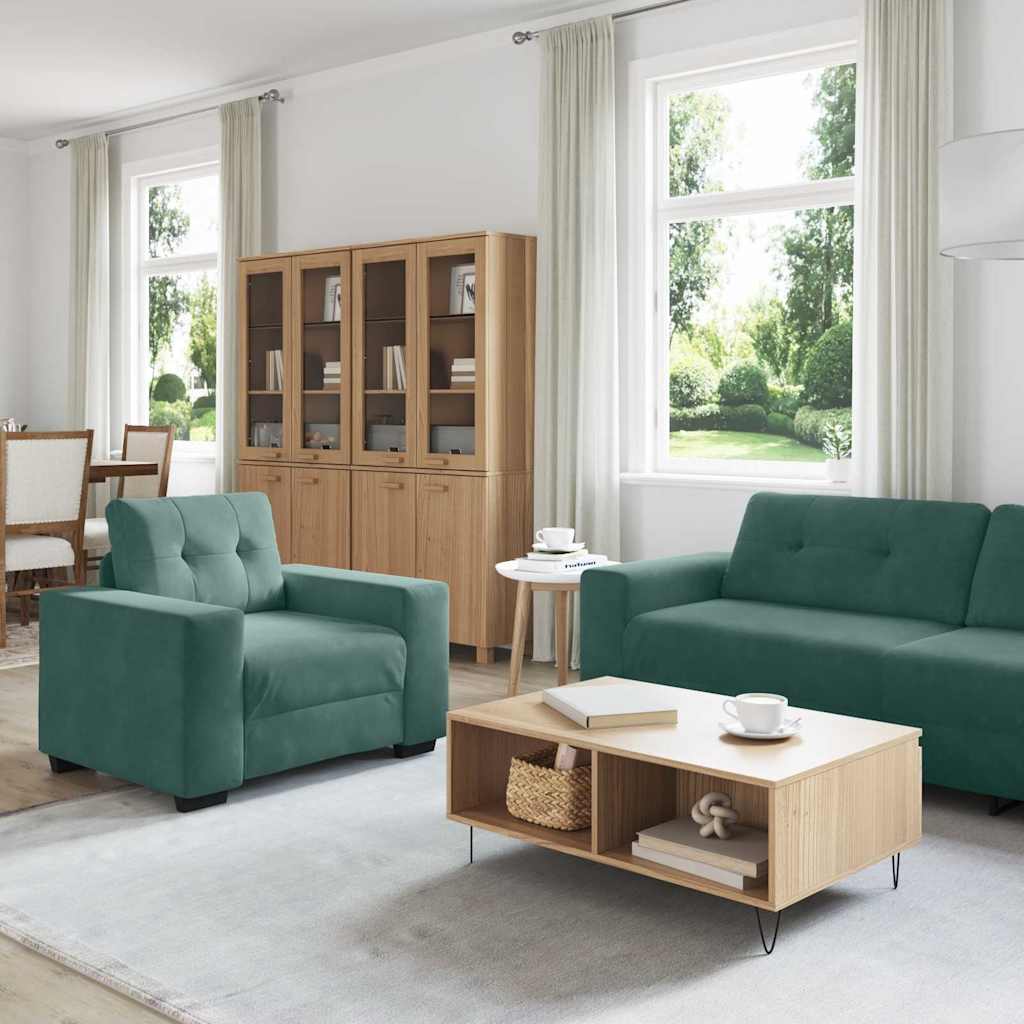 Sofa Set 3 pcs Dunkelgrün 221 x 80 x 80 cm Samt