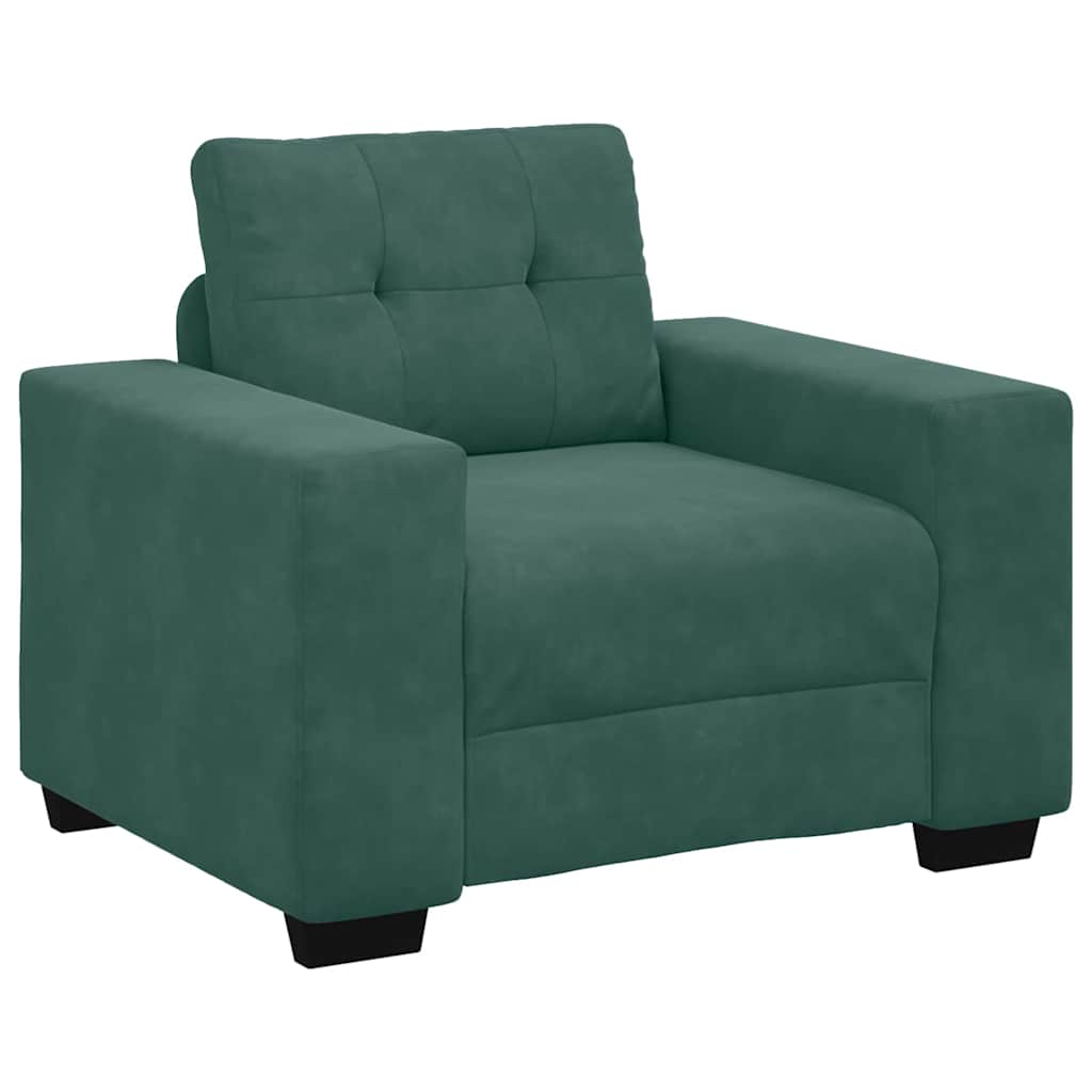Sofa Set 3 pcs Dunkelgrün 221 x 80 x 80 cm Samt