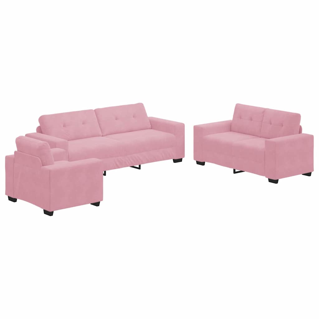 Sofa Set 3 pcs Rosa 221 x 80 x 80 cm Samt