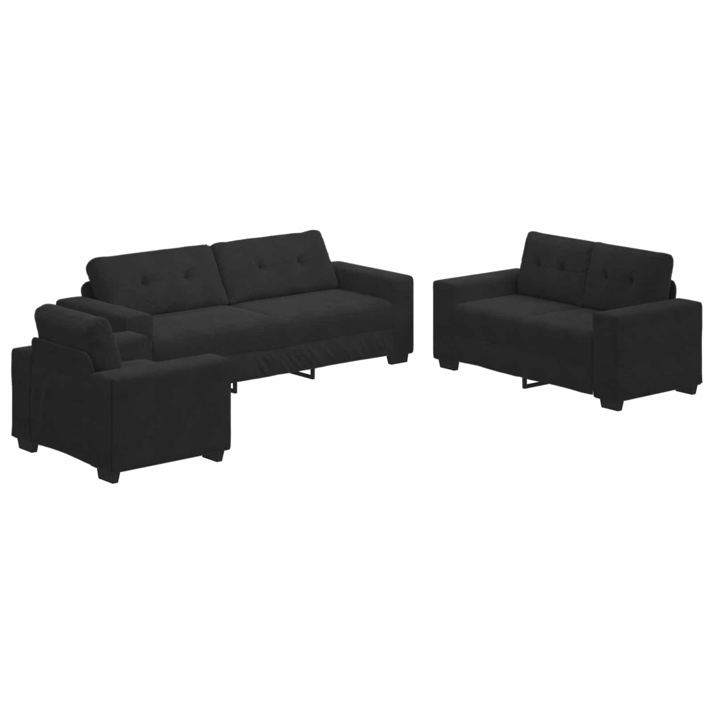 Sofa Set 3 pcs Schwarz 221 x 80 x 80 cm Samt