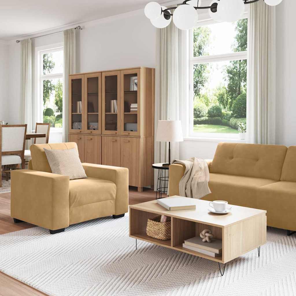 Sofa Set 3 pcs Braun 221 x 80 x 80 cm Samt