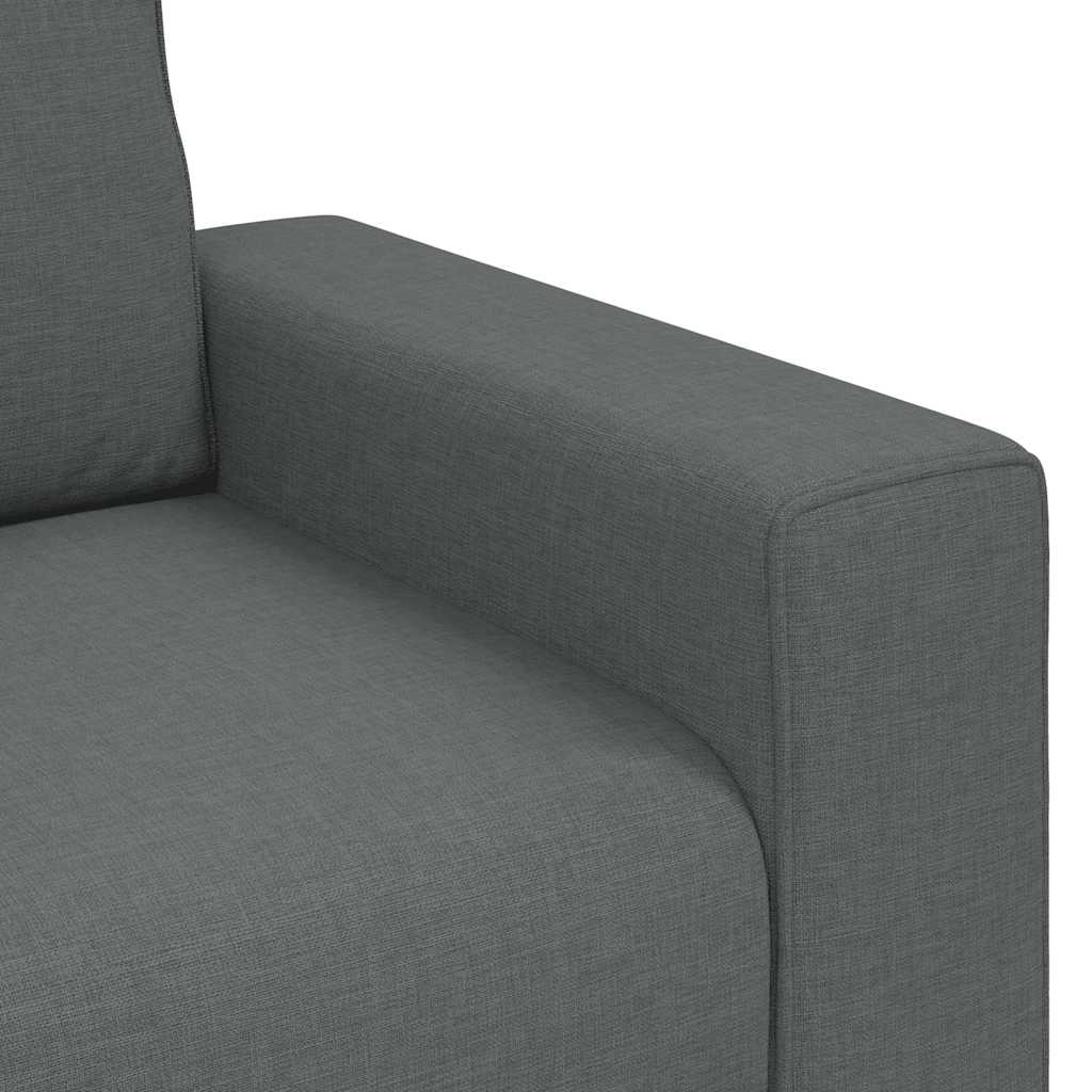 3-tlg. Sofagarnitur mit Kissen Dunkelgrau Stoff