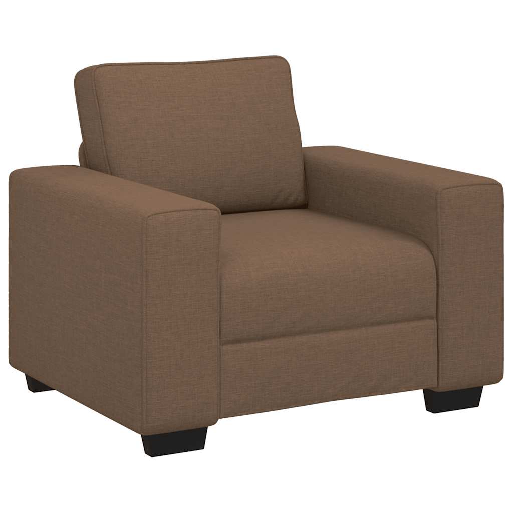 3-teiliges Sofa-Set mit Kissen, brauner Stoff
