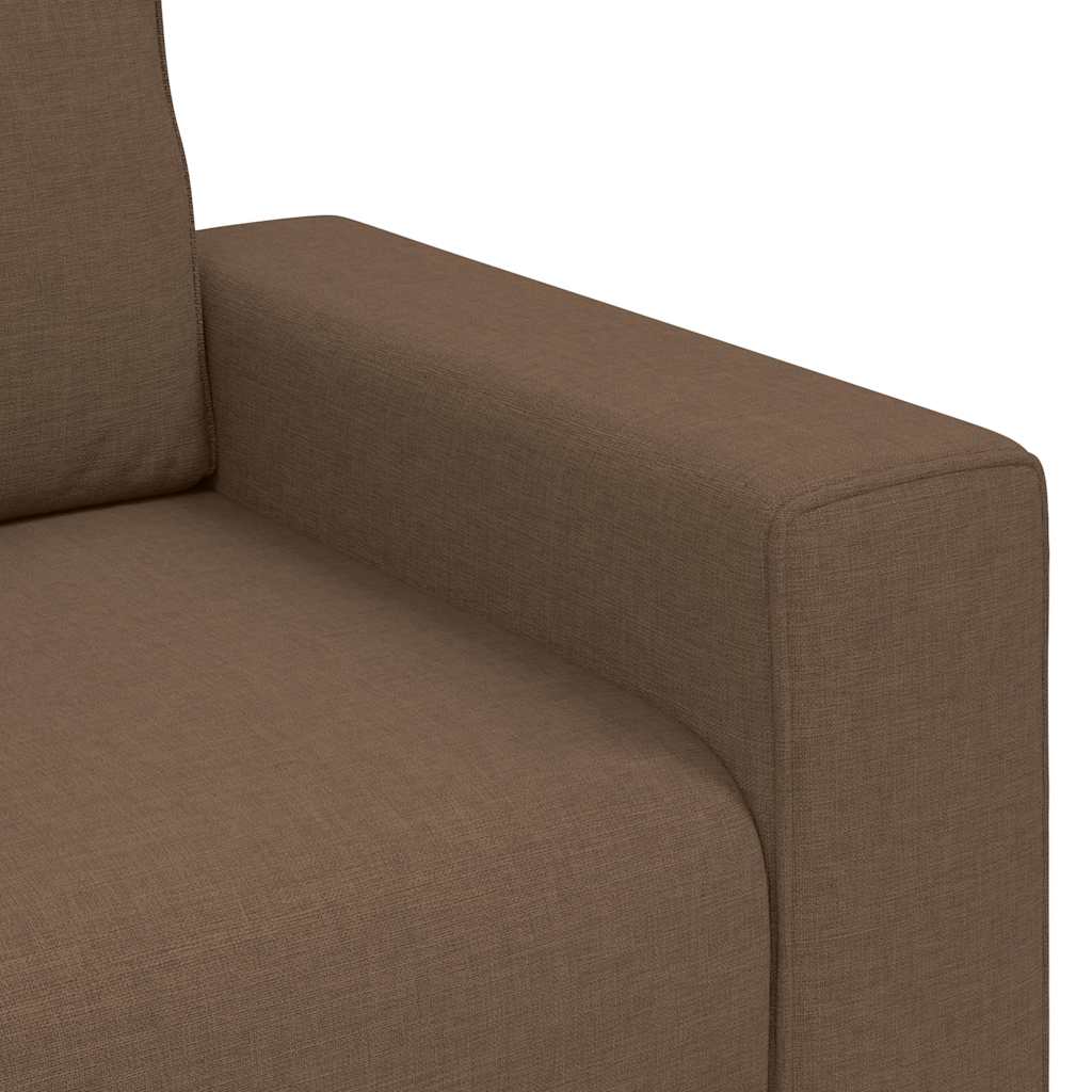 3-teiliges Sofa-Set mit Kissen, brauner Stoff