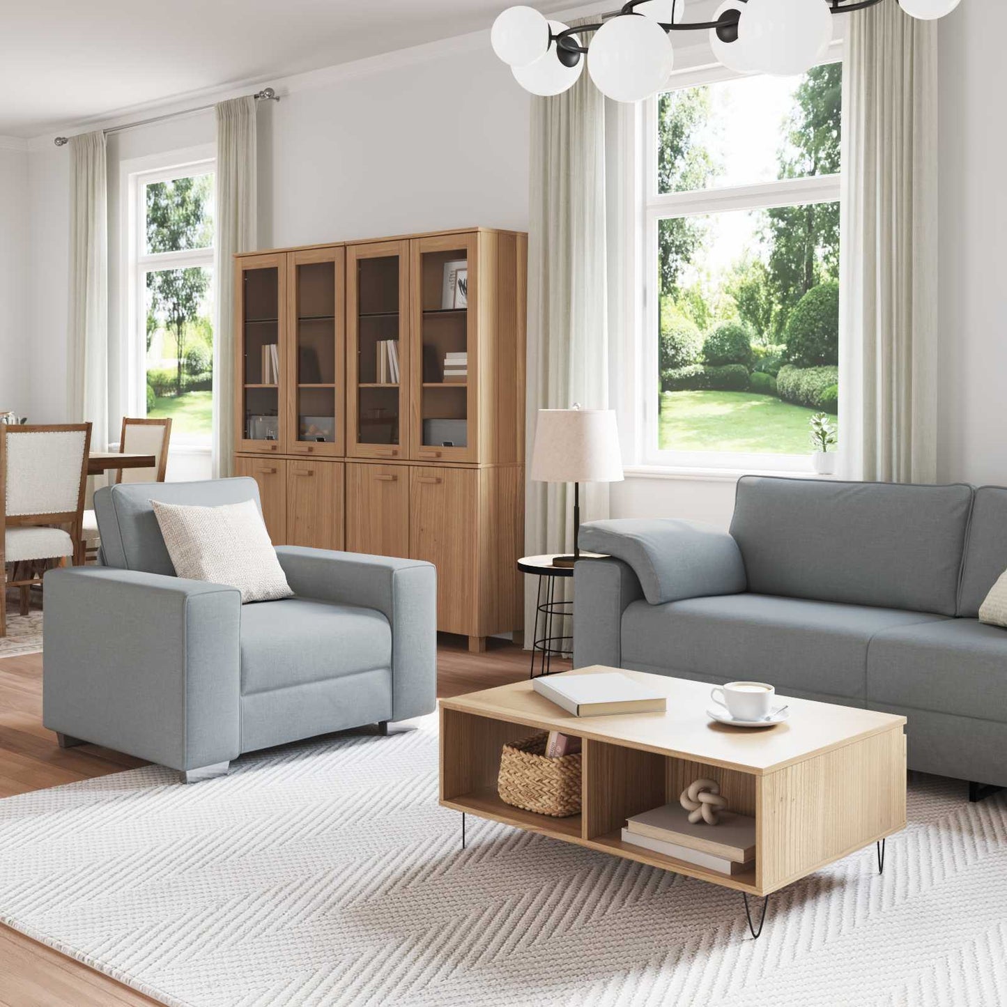 Sofa 3 pcs Hellgrau 219 x 80 x 82 cm Leinenmischgewebe