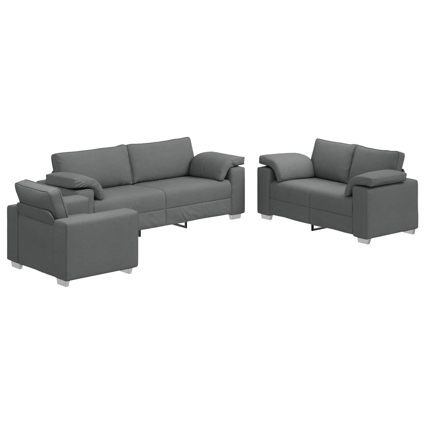 Sofa 3 pcs Dunkelgrau 219 x 80 x 82 cm Leinenmischgewebe