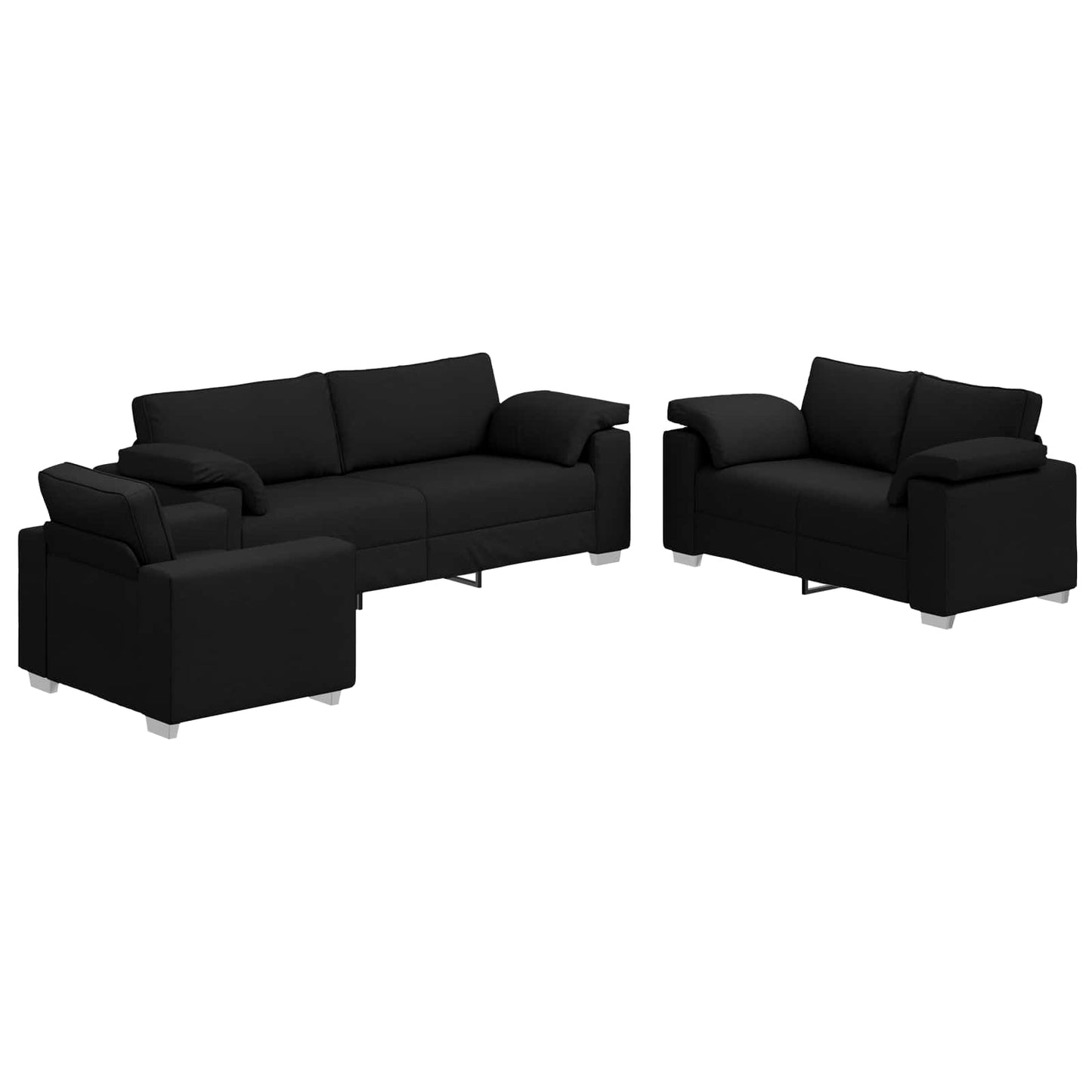 Sofa 3 pcs Schwarz 219 x 80 x 82 cm Leinenmischgewebe