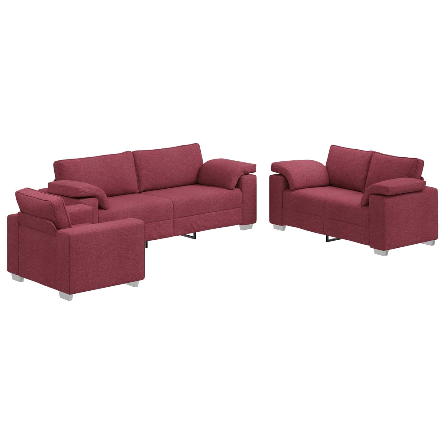 Sofa 3 pcs Wind Rot 219 x 80 x 82 cm Leinenmischgewebe