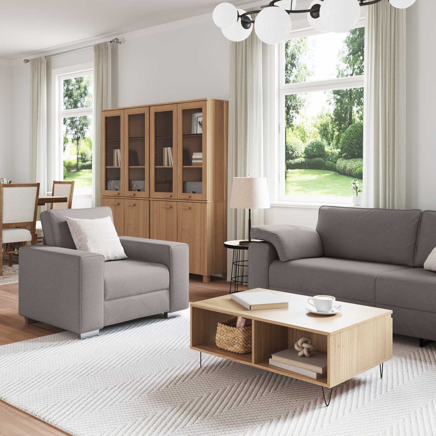 Sofa 3 pcs Taupe 219 x 80 x 82 cm Leinenmischgewebe
