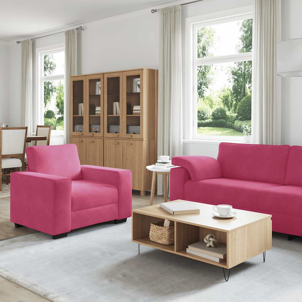 3-tlg. Sofagarnitur mit Kissen Weinrot Samt