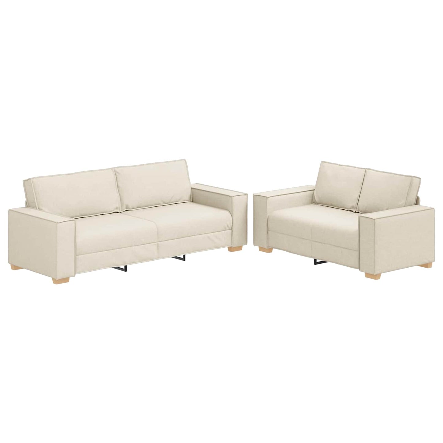 Sofa 2 pcs Beige 220 x 80 x 84 cm Leinenmischgewebe