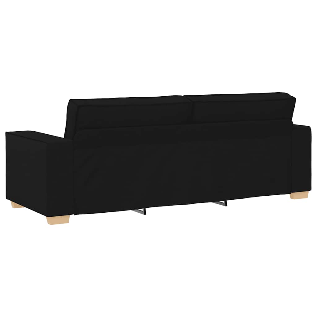 2-tlg. Sofagarnitur mit Kissen Schwarz Stoff