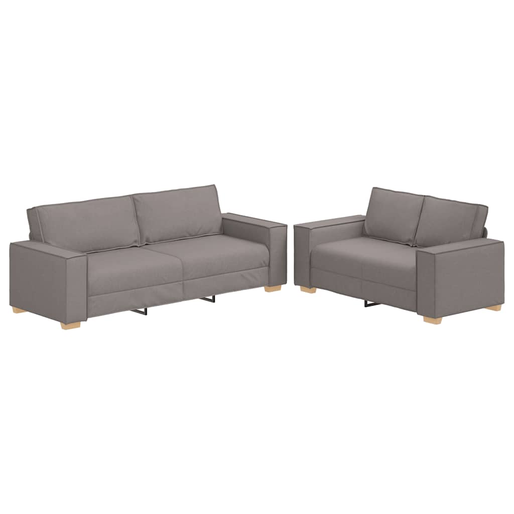 2-tlg. Sofagarnitur mit Kissen Taupe Stoff