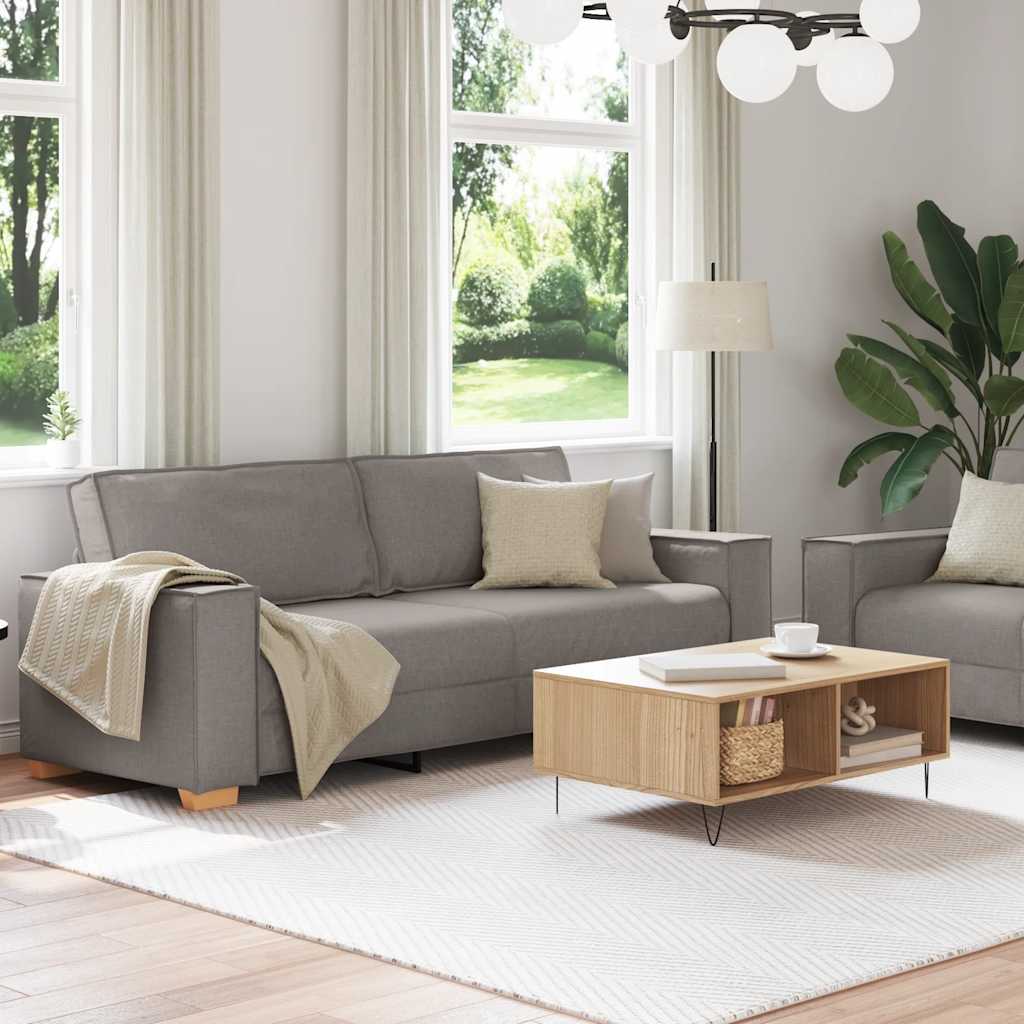 2-tlg. Sofagarnitur mit Kissen Taupe Stoff
