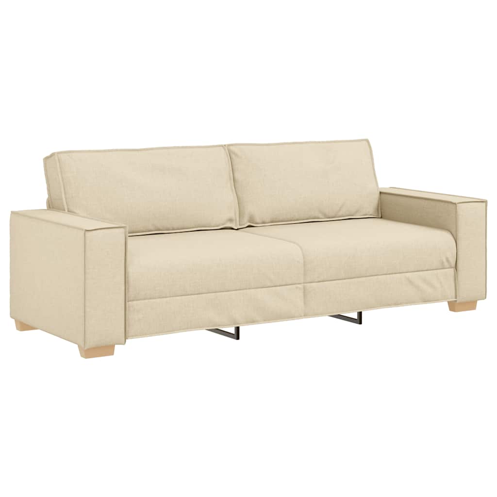 2-tlg. Sofagarnitur mit Kissen Creme Stoff