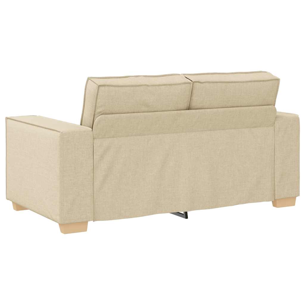 2-tlg. Sofagarnitur mit Kissen Creme Stoff