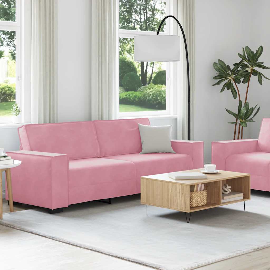 2-tlg. Sofagarnitur mit Kissen Rosa Samt