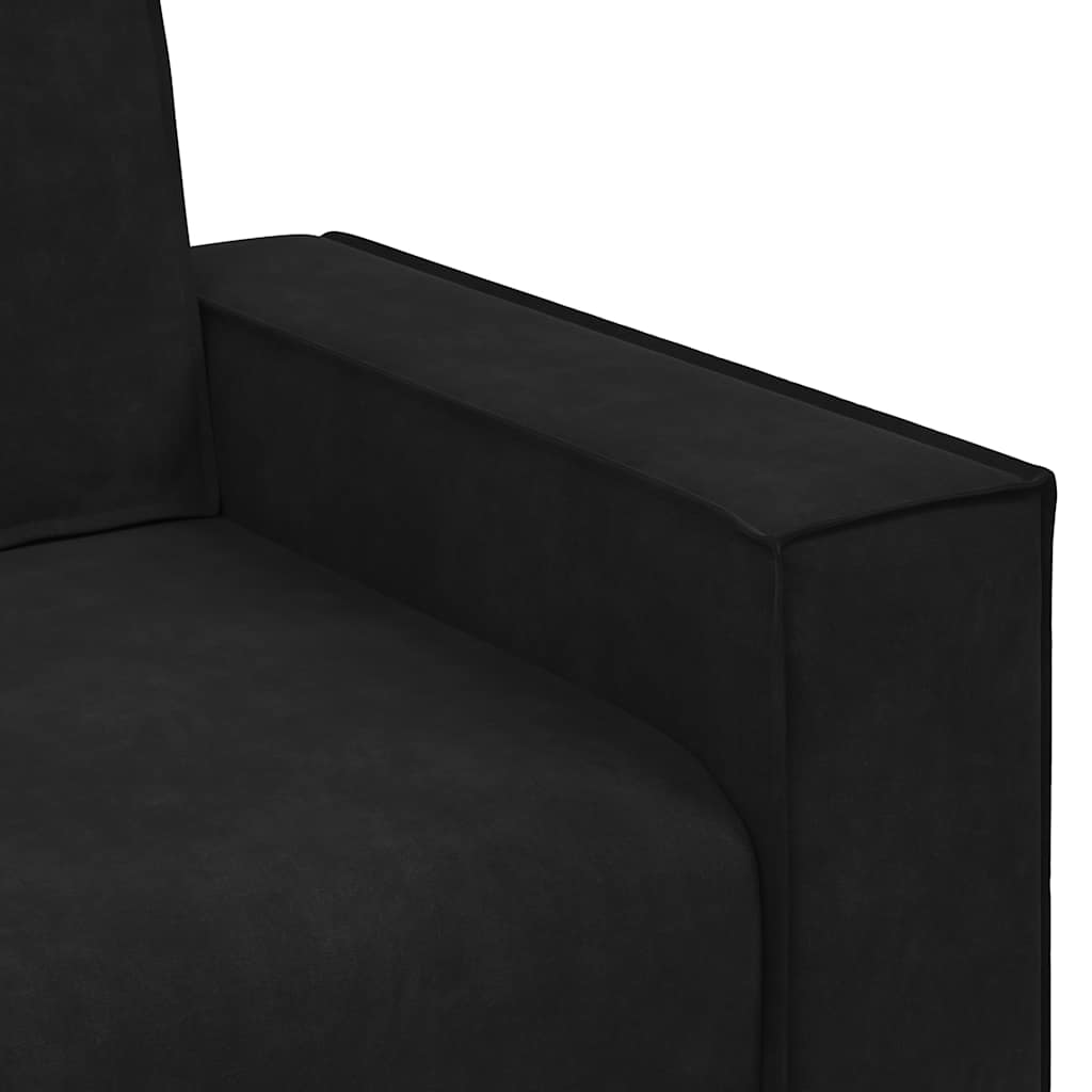 2-tlg. Sofagarnitur mit Kissen Schwarz Samt