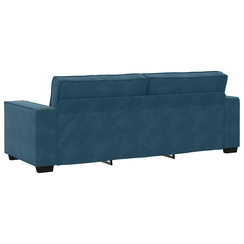 2-tlg. Sofagarnitur mit Kissen Blau Samt