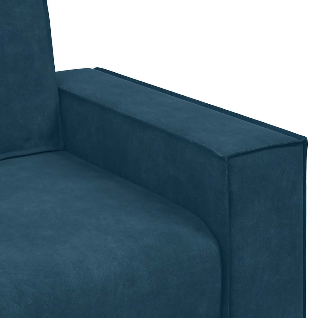 2-tlg. Sofagarnitur mit Kissen Blau Samt