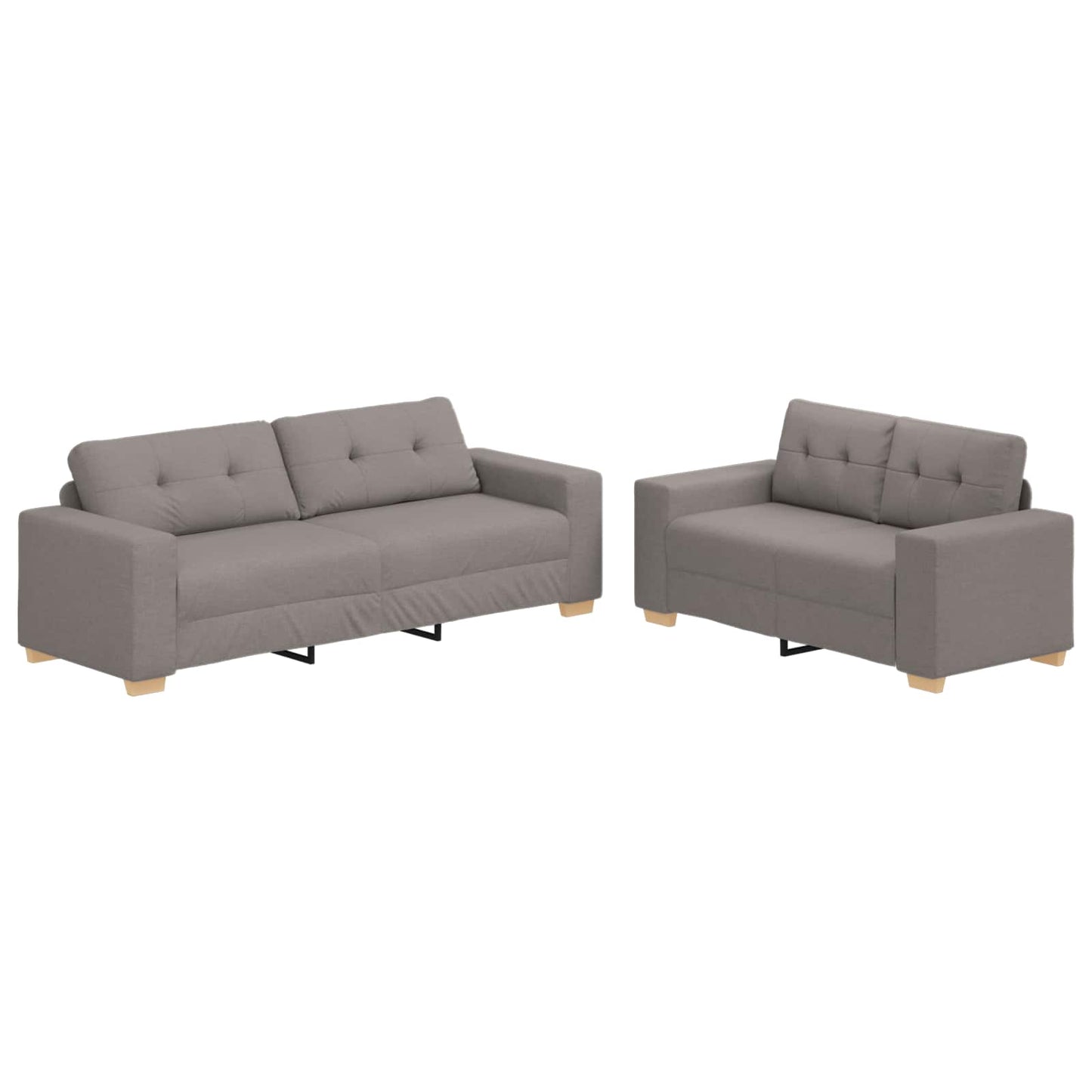 2-tlg. Sofagarnitur mit Kissen Taupe Stoff