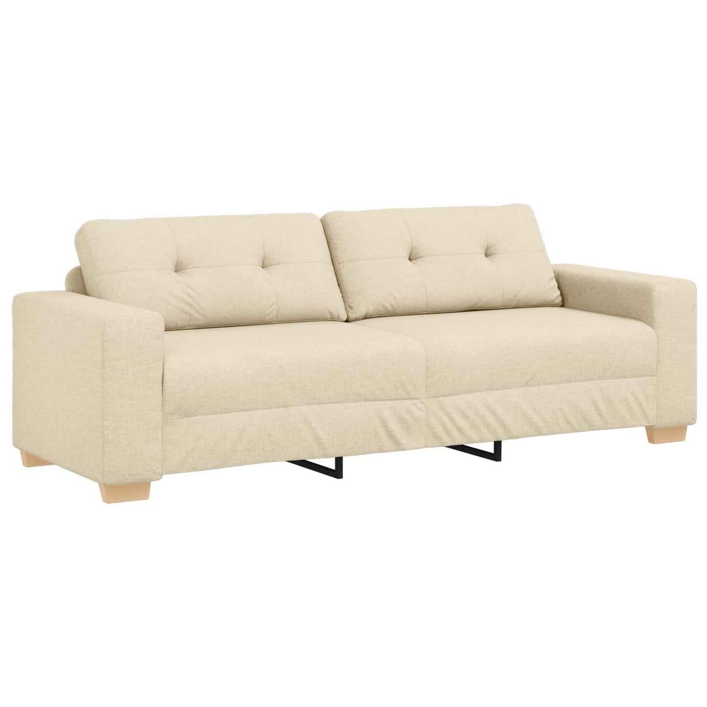 2-tlg. Sofagarnitur mit Kissen Creme Stoff