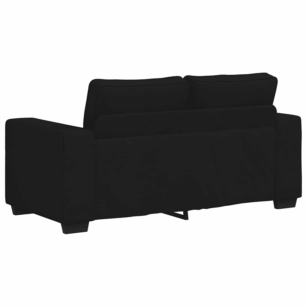 2-tlg. Sofagarnitur mit Kissen Schwarz Stoff