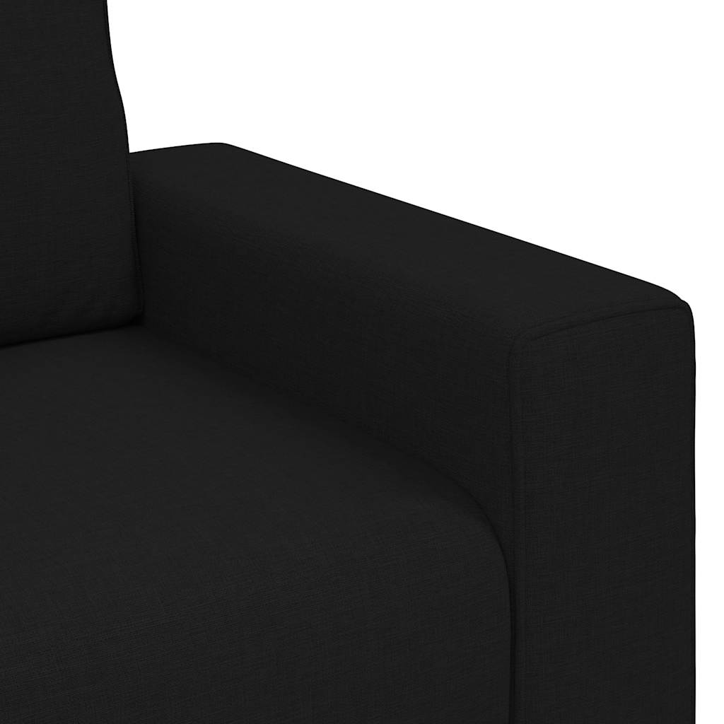 2-tlg. Sofagarnitur mit Kissen Schwarz Stoff