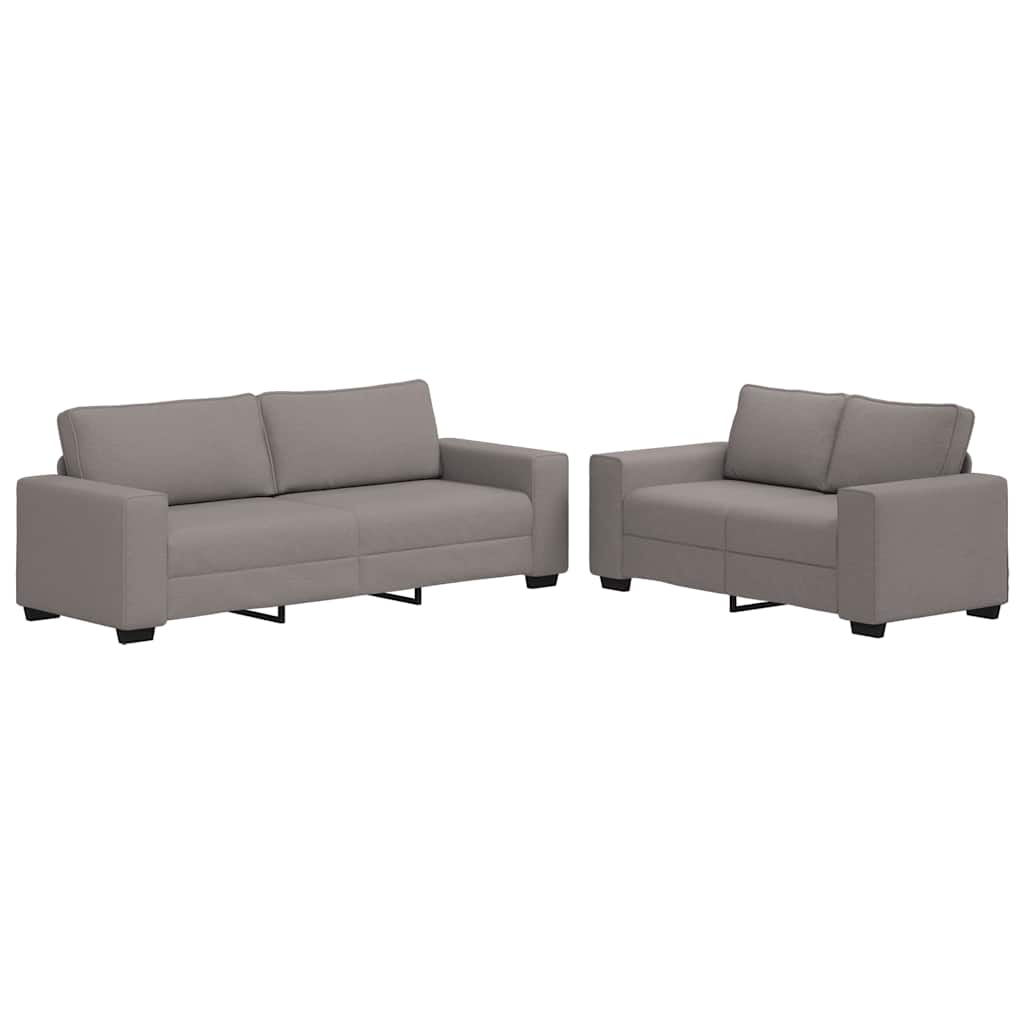 2-tlg. Sofagarnitur mit Kissen Taupe Stoff