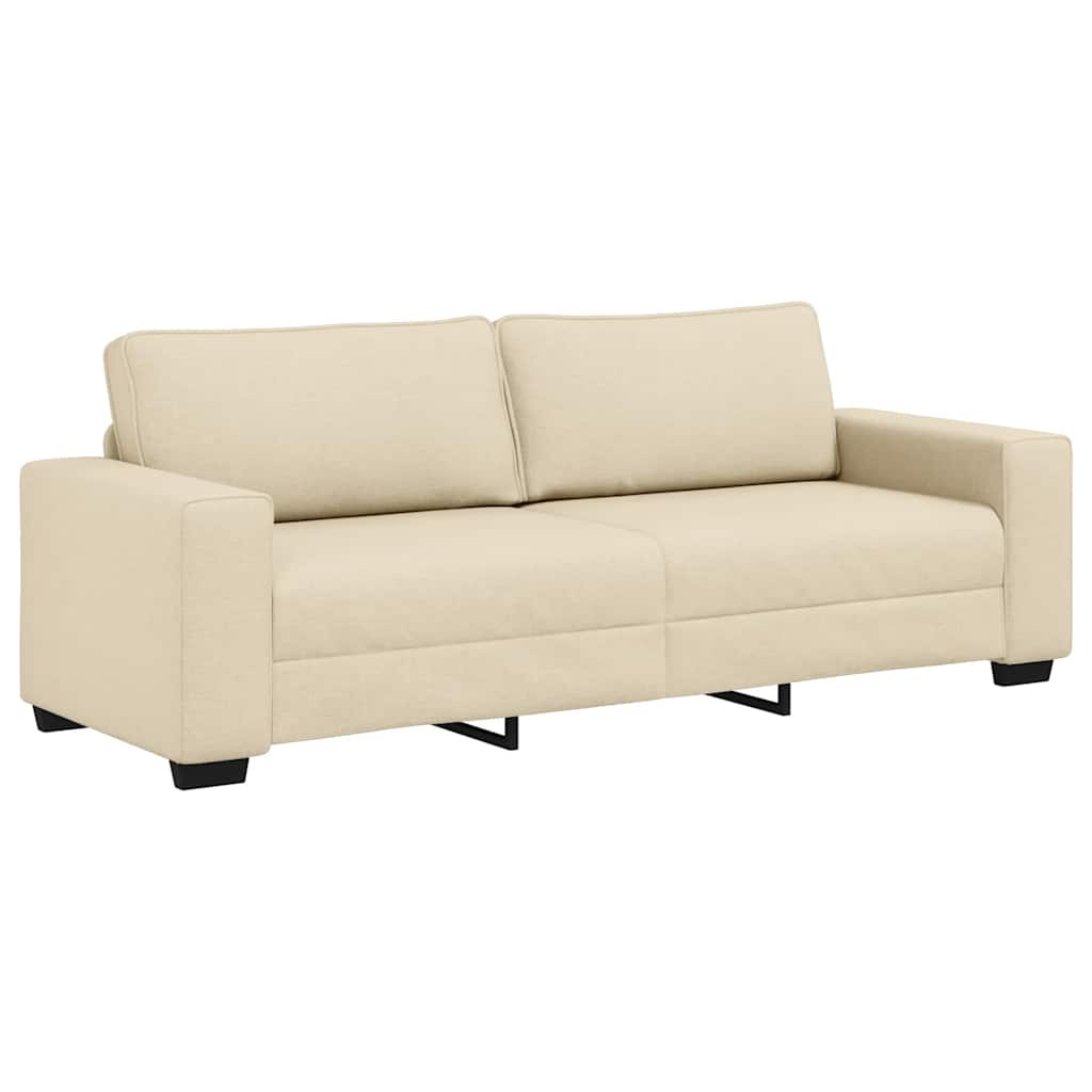 2-tlg. Sofagarnitur mit Kissen Creme Stoff